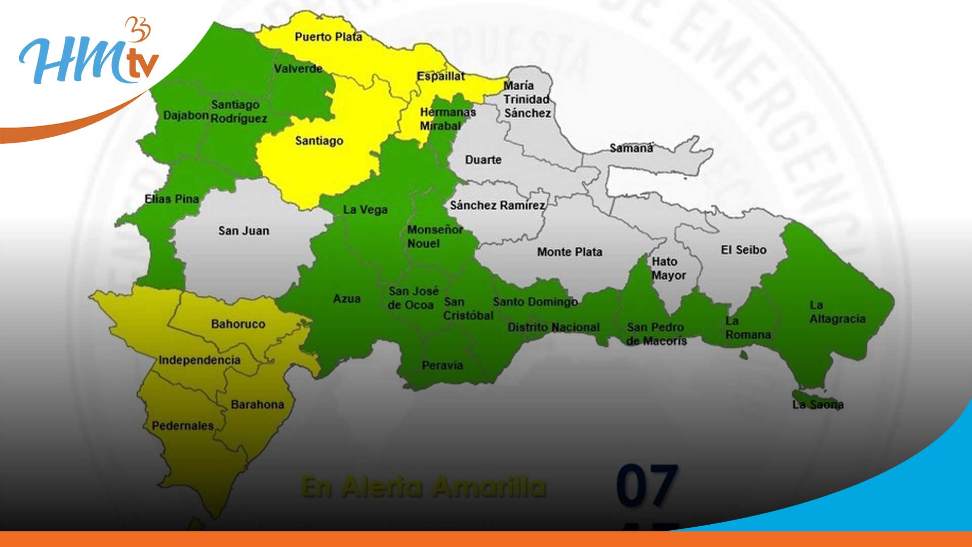 COE aumenta 7 provincias en alerta amarilla y 17 en verde
