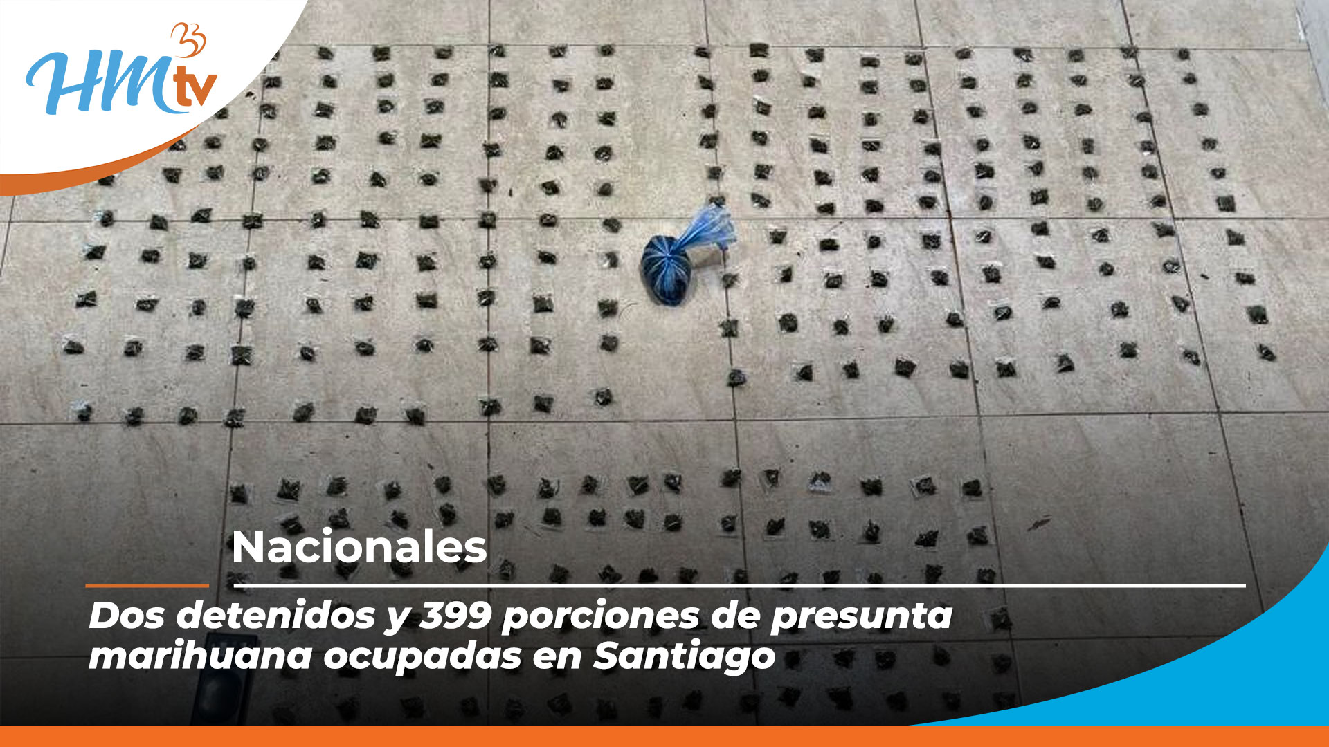 Dos detenidos y 399 porciones de presunta marihuana ocupadas en Santiago